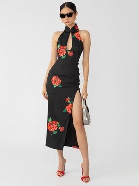 New SAU LEE Rayna Rosa Cheongsam crepe Long dress sz 4, retail $550! NWOT